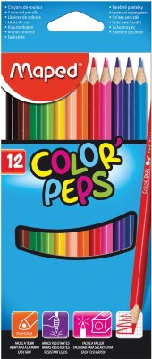 Карандаши цветные MAPED "Color Pep's", 12 цветов, трехгранные, заточенные, европодвес