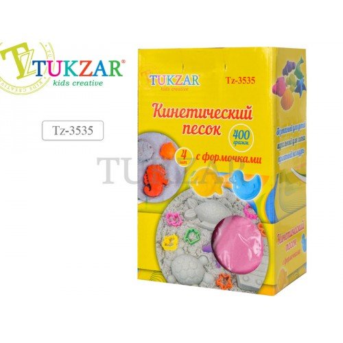 Tukzar Песок кинетический для лепки, цветной, 400 гр с формочками, карт.кор. TZ 3535