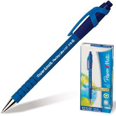 Ручка шариковая автоматическая PAPER MATE "Flexgrip Ultra RT", СИНЯЯ, soft-touch, узел 1 мм, линия письма 0,8 мм