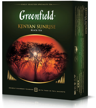 Чай GREENFIELD (Гринфилд) "Kenyan Sunrise" ("Рассвет в Кении"), черный, 100 пакетиков в конвертах по 2 г, 0600-09