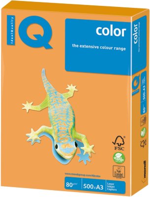 Бумага IQ color БОЛЬШОЙ ФОРМАТ (297х420 мм), А3, 80 г/м, 500 л., неон, оранжевая, NEOOR