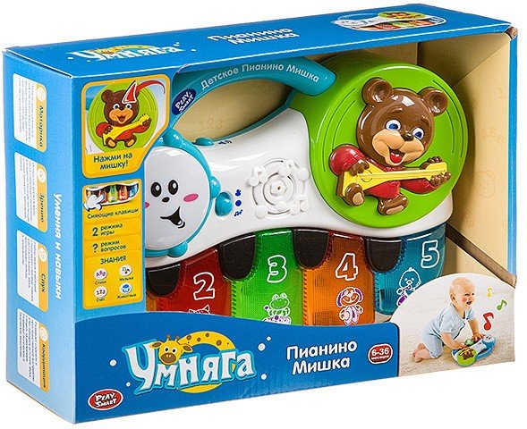 Игр. пласт. развив. "Пианино Мишка", Умняга, Play Smart, BOX 28х20,2х6,5 см., арт.7504