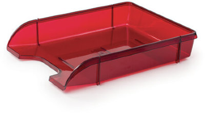 Лоток горизонтальный для бумаг BRAUBERG "Office style", 320х245х65 мм, тонированный красный, 237291