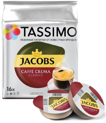 Кофе в капсулах JACOBS "Caffe Crema" для кофемашин Nespresso, 16 шт. х 7 г, 8052180