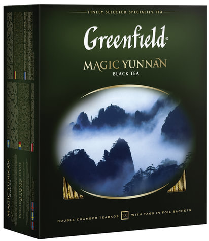 Чай GREENFIELD (Гринфилд) "Magic Yunnan" ("Волшебный Юньнань"), черный, 100 пакетиков в конвертах по 2 г, 0583-09