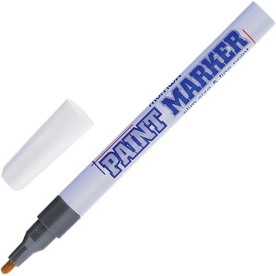 Маркер-краска лаковый (paint marker) MUNHWA "Slim", 2 мм, СЕРЕБРЯНЫЙ, нитро-основа, алюминиевый корпус