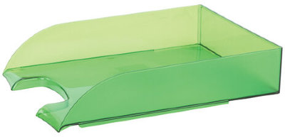Лоток горизонтальный для бумаг BRAUBERG "Office style", 320х245х65 мм, тонированный зеленый, 237292
