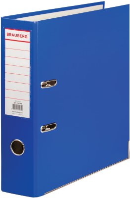 Папка-регистратор, покрытие пластик, 75 мм, ПРОЧНАЯ, с уголком, BRAUBERG, синяя