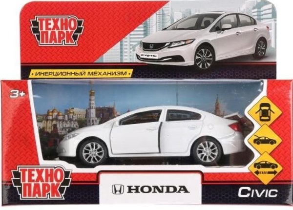 Машина металл Honda Civic 12см белый инерц.откр.двери 272306