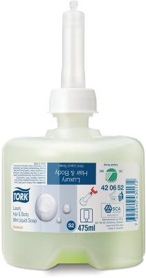 Картридж с жидким мылом-шампунем одноразовый TORK (Система S2) Premium, 0,475 л, 420652