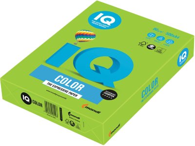 Бумага IQ color, А4, 80 г/м2, 500 л., интенсив, ярко-зеленая, MA42