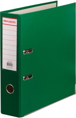 Папка-регистратор, покрытие пластик, 75 мм, ПРОЧНАЯ, с уголком, BRAUBERG, зеленая