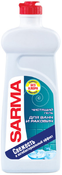 Чистящее средство для сантехники Sarma "Свежесть", универсальный гель для ванн и раковин, 500мл