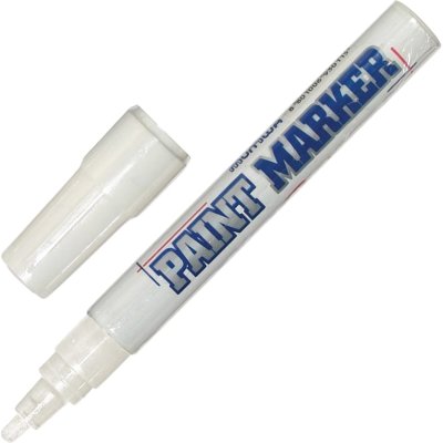 Маркер-краска лаковый (paint marker) MUNHWA, 4 мм, БЕЛЫЙ, нитро-основа, алюминиевый корпус