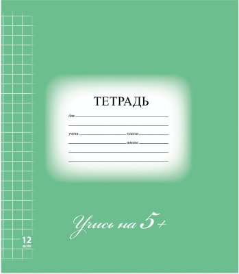 Тетрадь 12 л. BRAUBERG ЭКО "5-КА", крупная клетка, обложка картон, ЗЕЛЕНАЯ