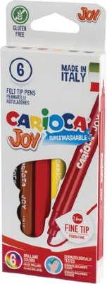 Фломастеры CARIOCA "Joy", 6 цветов, суперсмываемые, вентилируемый колпачок, картонная коробка