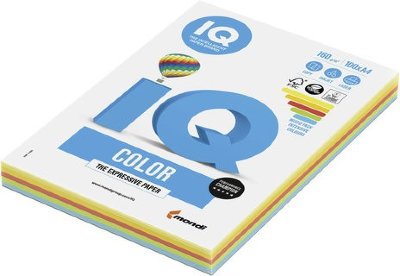 Бумага IQ color, А4, 160 г/м2, 100 л. (5 цв. x 20 л.), цветная интенсив, RB02