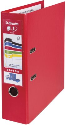 Папка-регистратор ESSELTE "VIVIDA Plus", А4+, с двухсторонним покрытием из пластика, 80 мм, красная