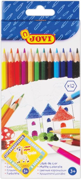 Карандаши цветные JOVI 12 цветов, шестигранные, заточенные, картонная упаковка