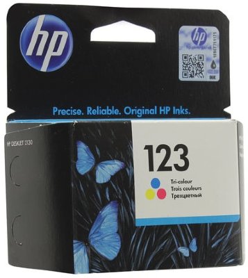 Картридж струйный HP (F6V16AE) Deskjet 2130, №123, цветной, оригинальный, ресурс 100 стр.