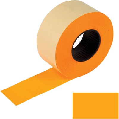 Этикет-лента 26х16 мм, прямоугольная, оранжевая, комплект 5 рулонов по 800 шт., BRAUBERG