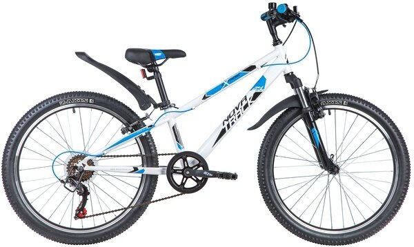 Велосипед NOVATRACK 24" EXTREME белый,  стальная рама 11", 6 скор., Shimano TZ500/Microshift TS38, V