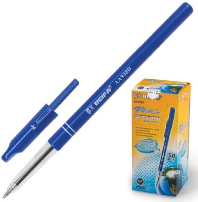 Ручка шариковая BEIFA (Бэйфа), СИНЯЯ, корпус синий, узел 0,7 мм, линия письма 0,5 мм