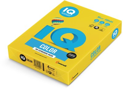 Бумага IQ color, А4, 80 г/м2, 500 л., интенсив, ярко-желтая, IG50