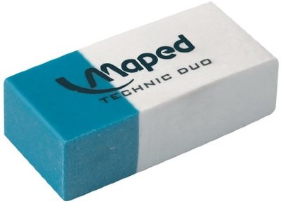 Резинка стирательная MAPED "Technic Duo", 39х17, 6х12,1 мм, сине-белая, дисплей