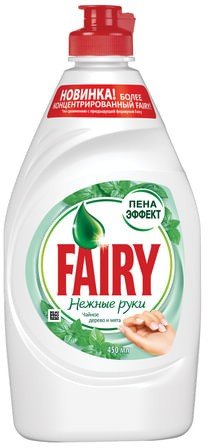 Средство для мытья посуды, 450 мл, FAIRY (Фейри) "Нежные руки", "Чайное дерево и мята"