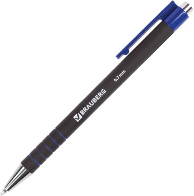 Ручка шариковая автоматическая BRAUBERG "Capital+", СИНЯЯ, корпус soft-touch, узел 0,7 мм, линия письма 0,35 мм