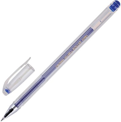 Ручка гелевая CROWN "Hi-Jell", СИНЯЯ, корпус прозрачный, узел 0,5 мм, линия письма 0,35 мм