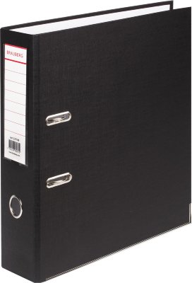 Папка-регистратор BRAUBERG с покрытием из ПВХ, 80 мм, с уголком, черная (удвоенный срок службы)