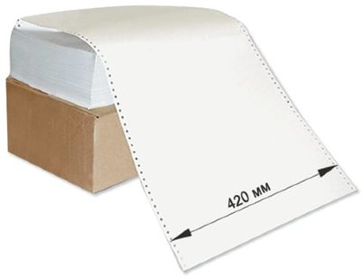 Бумага с неотрывной перфорацией, 420х305 мм (12"), 1500 листов, плотность 65 г/м2, белизна 98%
