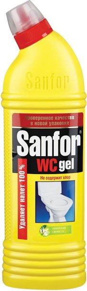 Средство для уборки туалета 750 г, SANFOR WC gel (Санфор гель) "Лимонная свежесть"