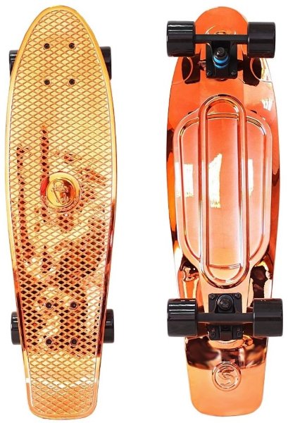 402H-O Скейтборд Y-SCOO Big Fishskateboard metallic 27 винил 68,6х19 с сумкой ORANGE/black