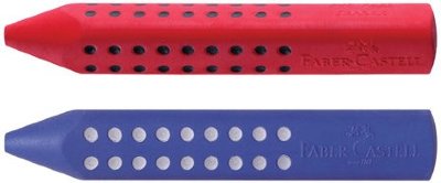 Резинка стирательная FABER-CASTELL "Grip 2001", трехгранная, 90x15x15 мм, красная/синяя
