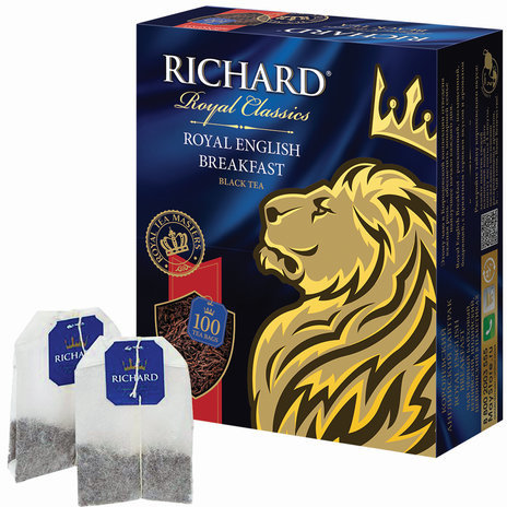 Чай RICHARD (Ричард) "Royal English Breakfast", черный, 100 пакетиков по 2 г, 610002