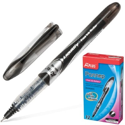 Ручка-роллер BEIFA (Бэйфа) "A Plus", ЧЕРНАЯ, корпус с печатью, узел 0,5 мм, линия письма 0,33 мм