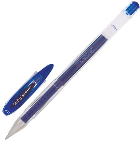 Ручка гелевая UNI-BALL "Signo", СИНЯЯ, корпус прозрачный, узел 0,7 мм, линия письма 0,4 мм