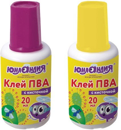 Клей ПВА с кисточкой, 20 г, ЮНЛАНДИЯ, 228420