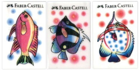 Резинка стирательная FABER-CASTELL "Fish", прямоугольная, 35x23x8 мм, ассорти