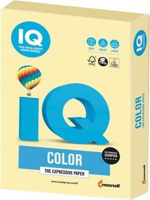Бумага IQ color, А4, 160 г/м2, 250 л., пастель, желтая, YE23
