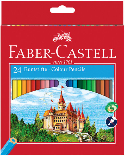 Карандаши цветные Faber-Castell, 24цв., заточен., картон, европодвес