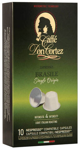 Капсулы для кофемашин NESPRESSO BRASILE, натуральный кофе, Италия, 10 шт. х 5,2 г, DON CORTEZ