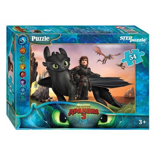 Step Puzzle Пазлы 180*130мм. 54 элемента "Как приручить дракона - 3" 9 видов DreamWorks 71166