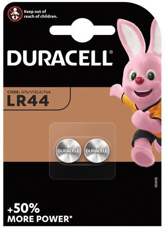 Батарейки DURACELL, LR44 (V13GA, 76A), алкалиновые, КОМПЛЕКТ 2 шт., в блистере