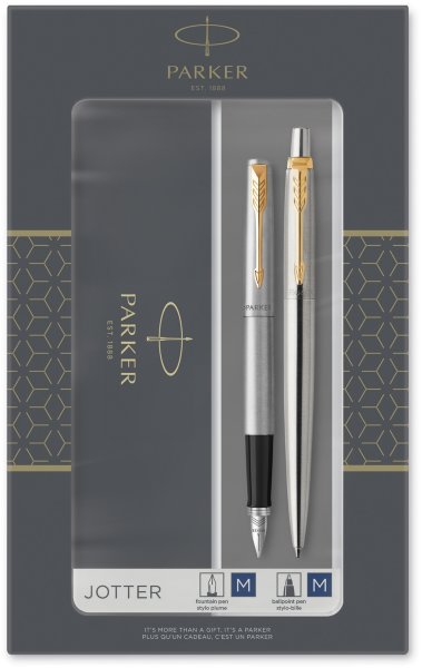 Подарочный набор Parker: Jotter Core Stainless Steel GT - ручки перьевая и шариковая