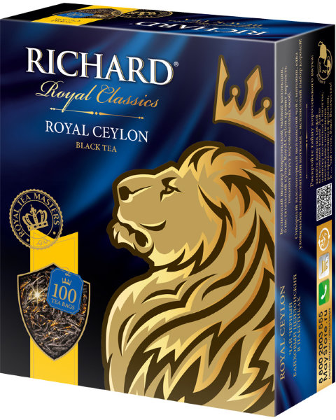 Чай Richard "Royal Ceylon", черный, 100 пакетиков по 2г