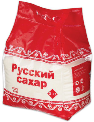 Сахар-песок "Русский", 5 кг, полиэтиленовая упаковка
